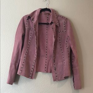 Vintage Washed Pink Calf Suede Jacket